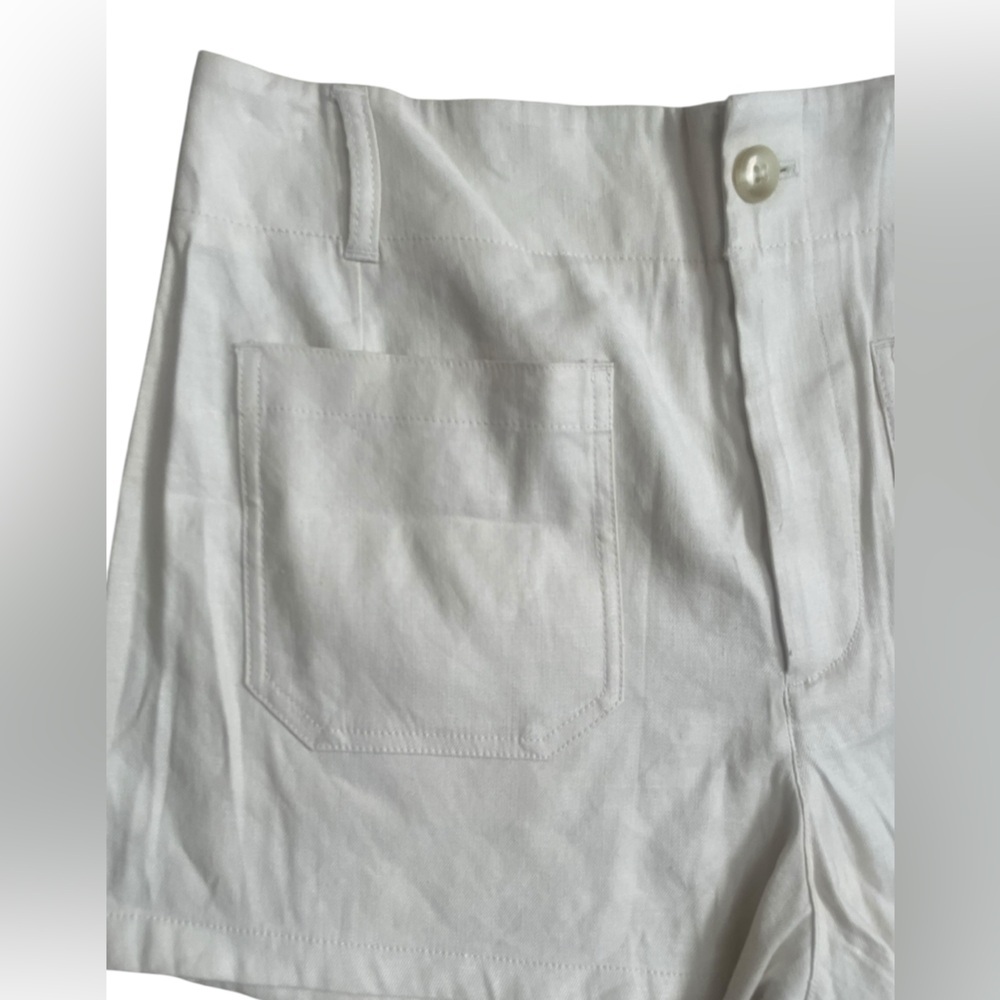 Anthropologie Maeve The Colette Shorts Sz 32 Linen Blend High Rise Chalk White - Picture 4 of 8